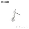 IMPLANT GRADE TITANIUM THREADLESS PUSH IN ROUND CZ DANGLE MARQUISE TOP PART